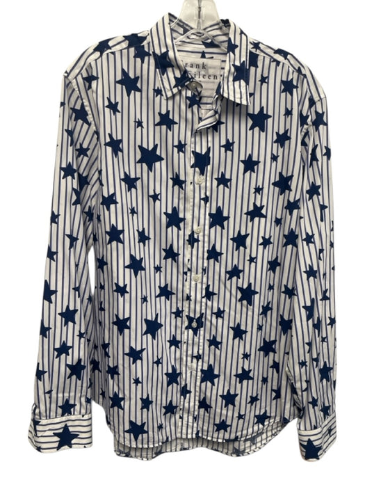 Frank & Eileen Size M Blue & White Cotton Stars Button Down Long Sleeve Shirt Blue & White / M