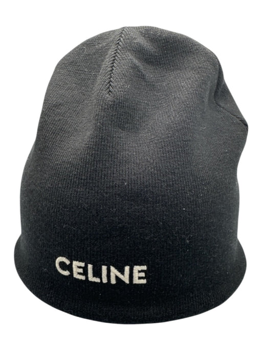 Celine Black & White Wool Beanie Men's Hat Black & White