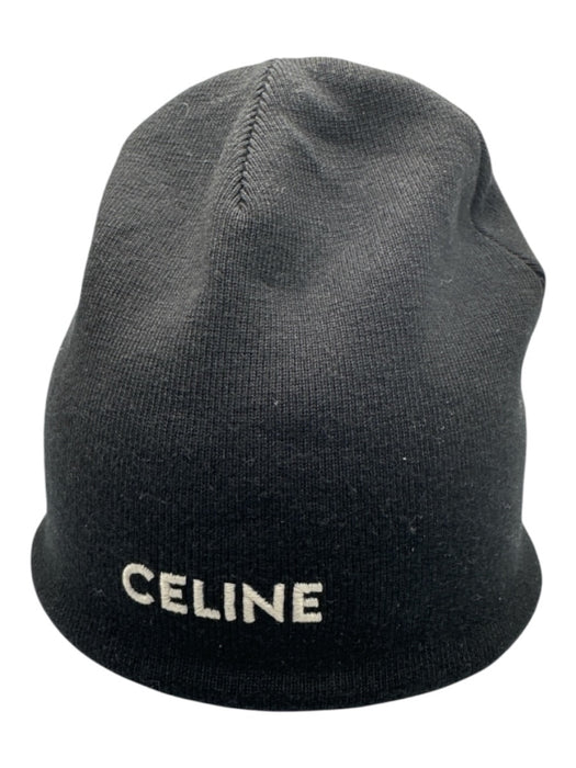Celine Black & White Wool Beanie Men's Hat Black & White