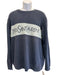 Yves Saint Laurent Size L Navy Blue & White Cotton logo Crew Neck Men's Sweater Navy Blue & White / L