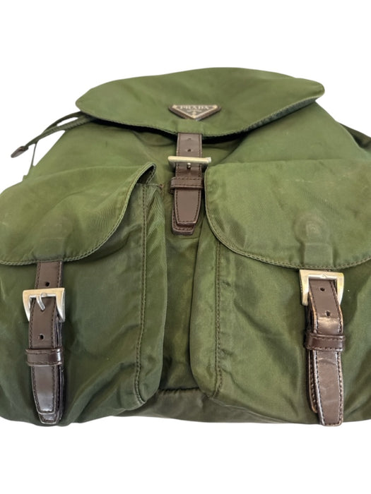 Prada AS IS Green Nylon Solid Backpack Men's Bag Green