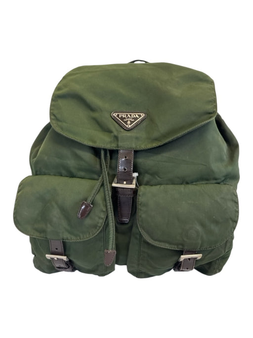 Prada AS IS Green Nylon Solid Backpack Men's Bag Green