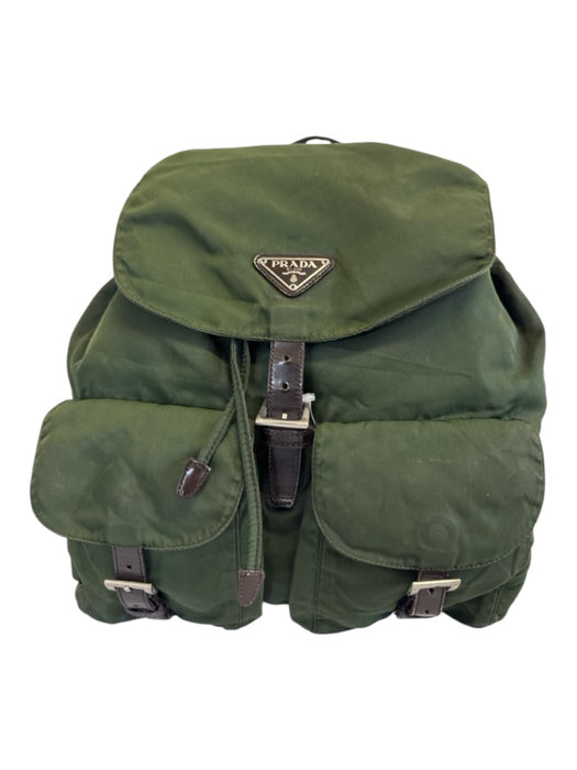 Prada AS IS Green Nylon Solid Backpack Men's Bag Green