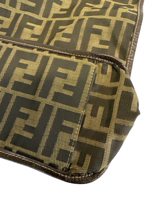 Fendi Brown Canvas Zucca Monogram Snap Button Close Collapsible Tote Bag Brown
