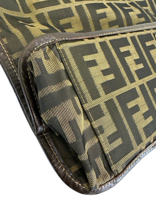 Fendi Brown Canvas Zucca Monogram Snap Button Close Collapsible Tote Bag Brown