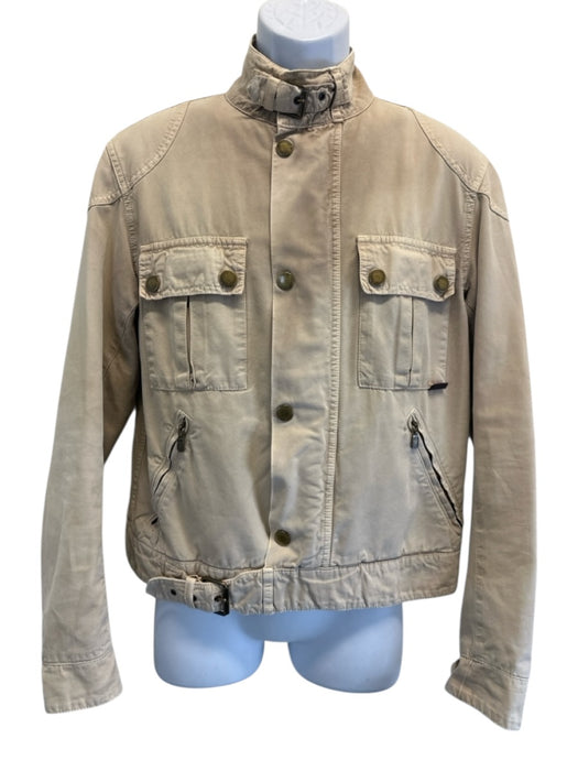 Belstaff Size M Beige Cotton Solid Moto Men's Jacket Beige / M