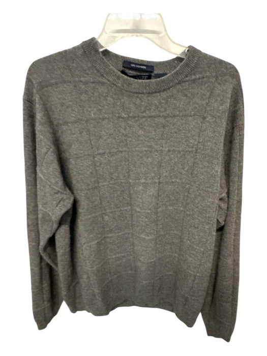 Davis & Squire Size XL Gray Cashmere Grid Knit Men's Sweater XL