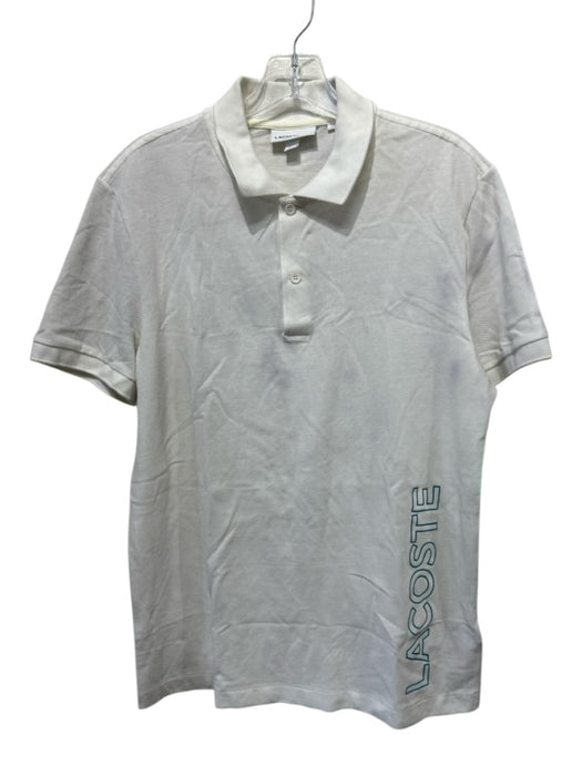 Lacoste Size M White & Blue Cotton Polo Men's Short Sleeve White & Blue / M