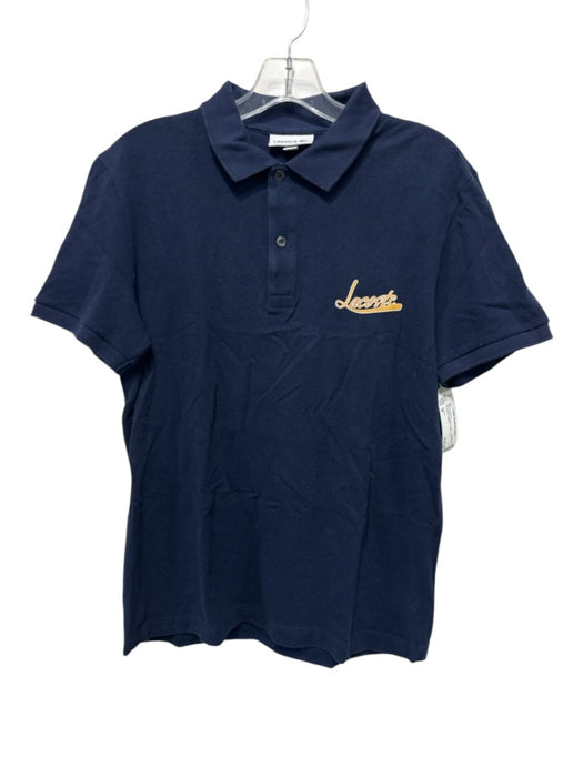 Lacoste Size M Navy Blue & yellow Cotton Polo Men's Short Sleeve Navy Blue & yellow / M