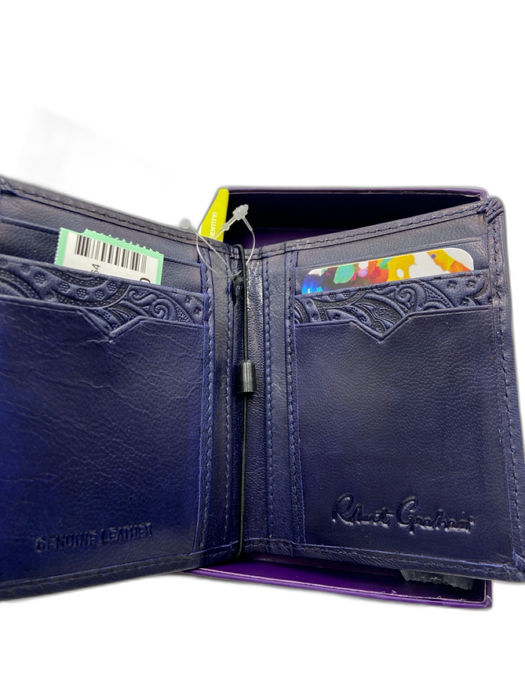 Robert Graham NWT Black Leather Men's Wallet Black
