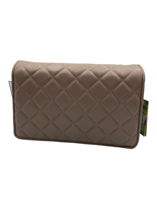 Badgley Mischka Taupe Gray Vegan Leather Quilted Gold Tone Hardware Flap Bag Taupe Gray / One Size