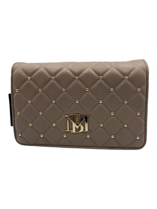 Badgley Mischka Taupe Gray Vegan Leather Quilted Gold Tone Hardware Flap Bag Taupe Gray / One Size