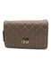 Badgley Mischka Taupe Gray Vegan Leather Quilted Gold Tone Hardware Flap Bag Taupe Gray / One Size