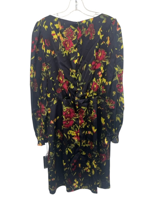 Nicole Miller Size 10 Midnight Blue, Green & Red Polyester Abstract Floral Dress Midnight Blue, Green & Red / 10