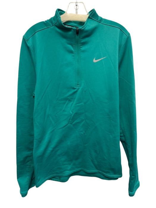 Nike Size M Green Polyester Blend Solid Quarter Zip Athletic Men's Jacket Green / M