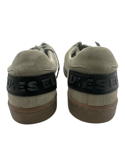 Diesel Shoe Size 10 Green Gray Leather Lace Up Low Top Stitching Detail Sneakers Green Gray / 10
