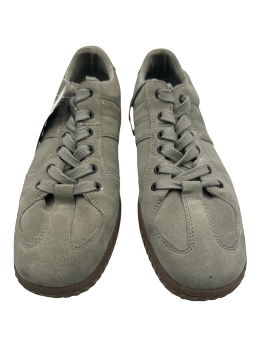 Diesel Shoe Size 10 Green Gray Leather Lace Up Low Top Stitching Detail Sneakers Green Gray / 10