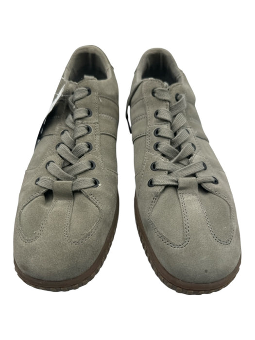 Diesel Shoe Size 10 Green Gray Leather Lace Up Low Top Stitching Detail Sneakers Green Gray / 10