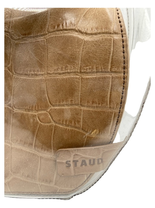 Staud Clear & Brown Polyurethane Leather Croc Embossed PVC Dustbag Inc. Bag Clear & Brown / M