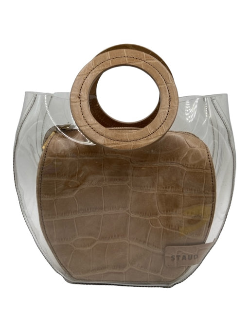 Staud Clear & Brown Polyurethane Leather Croc Embossed PVC Dustbag Inc. Bag Clear & Brown / M