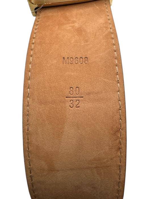 Louis Vuitton Brown & Tan Leather & Canvas Gold Tone Buckle Monogram Belts Brown & Tan / 32/S