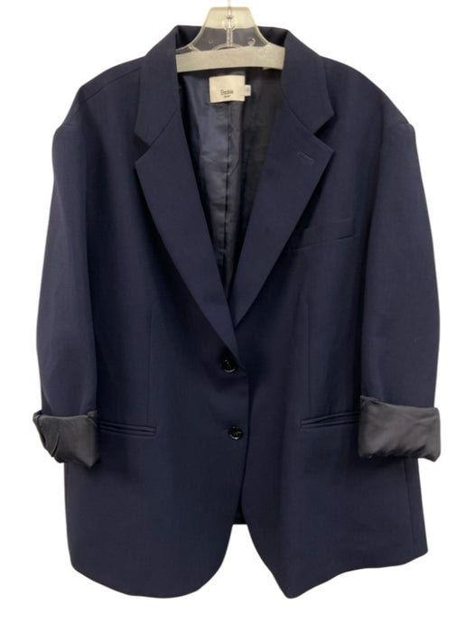 Frankie Shop Size S Navy Polyester Blend 2 Buttons Welt Pockets Oversize Jacket Navy / S