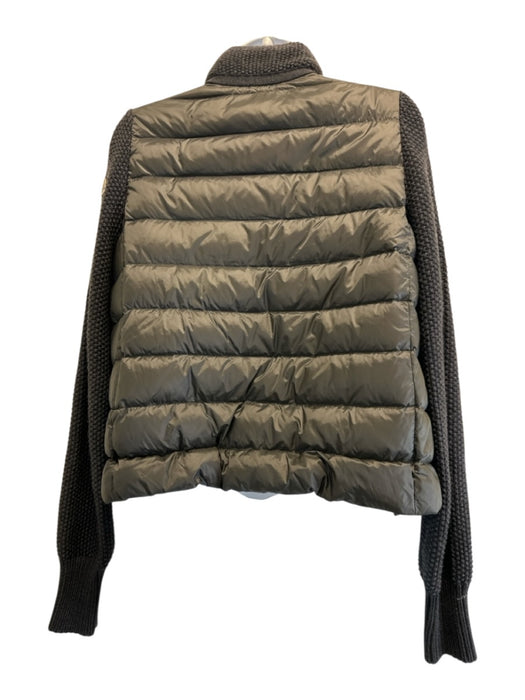 Moncler Size XS Charcoal Gray Polymide Blend Knit Sleeve Quilted Puffer Jacket Charcoal Gray / XS