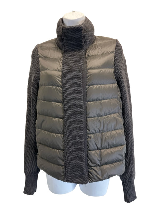 Moncler Size XS Charcoal Gray Polymide Blend Knit Sleeve Quilted Puffer Jacket Charcoal Gray / XS
