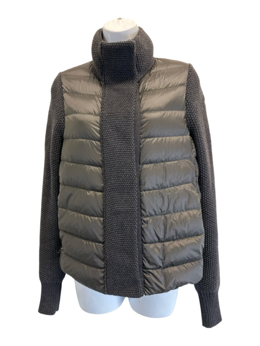 Moncler Size XS Charcoal Gray Polymide Blend Knit Sleeve Quilted Puffer Jacket Charcoal Gray / XS