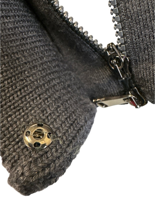 Moncler Size XS Charcoal Gray Polymide Blend Knit Sleeve Quilted Puffer Jacket Charcoal Gray / XS
