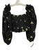 Lug Von Siga Size 36/S Black, Yellow & Blue Linen Floral Embroidered Crop Top Black, Yellow & Blue / 36/S