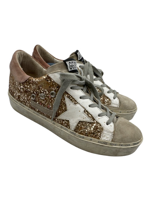 Golden Goose Shoe Size 40 / 9.5 Gold, Gray & White Leather & Suede Star Sneakers Gold, Gray & White / 40 / 9.5