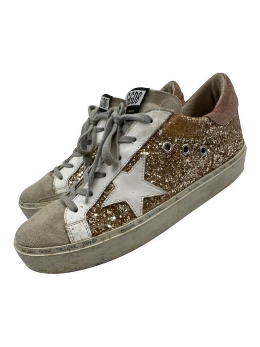 Golden Goose Shoe Size 40 / 9.5 Gold, Gray & White Leather & Suede Star Sneakers Gold, Gray & White / 40 / 9.5