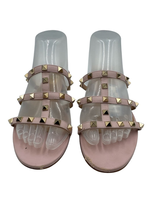 Valentino Garavani Shoe Size 39.5 Rose Pink Leather Straps Rock Studs Sandals Rose Pink / 39.5