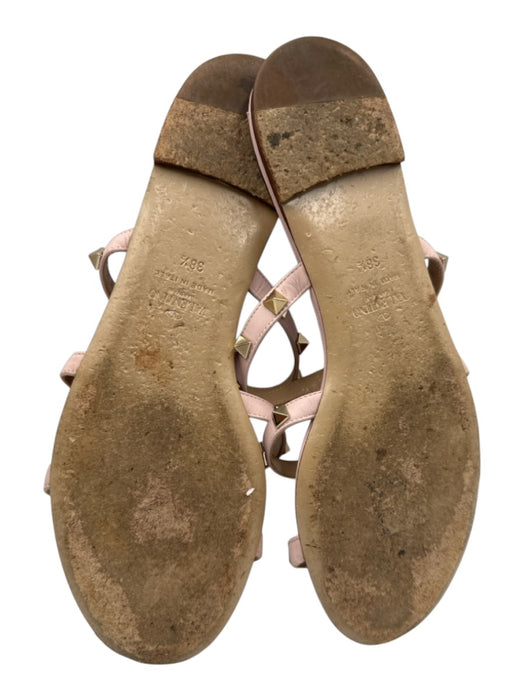 Valentino Garavani Shoe Size 39.5 Rose Pink Leather Straps Rock Studs Sandals Rose Pink / 39.5