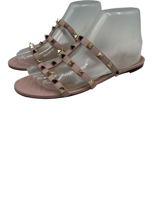 Valentino Garavani Shoe Size 39.5 Rose Pink Leather Straps Rock Studs Sandals Rose Pink / 39.5