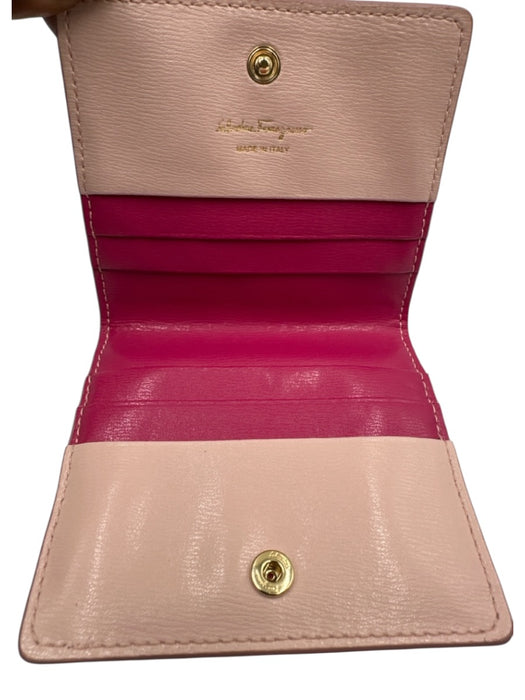 Salvatore Ferragamo Rose Pink & Hot Pink Leather gold tone metal Logo Wallets Rose Pink & Hot Pink