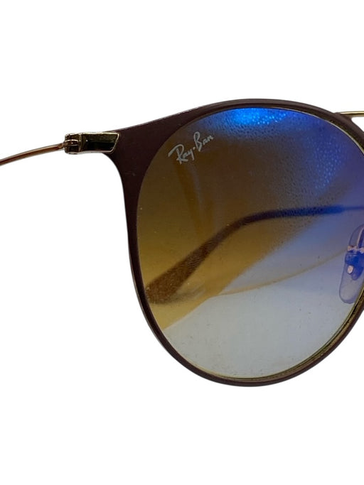 RayBan Mauve & Gold Acetate Blue Tint Round Lens Case Inc. Sunglasses Mauve & Gold