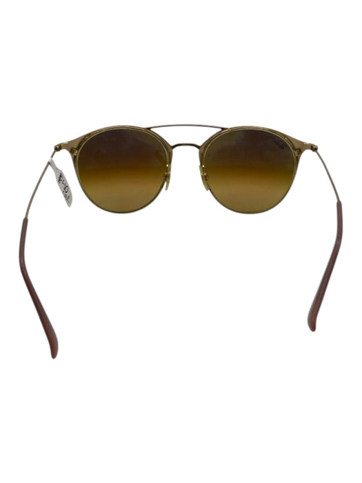 RayBan Mauve & Gold Acetate Blue Tint Round Lens Case Inc. Sunglasses Mauve & Gold