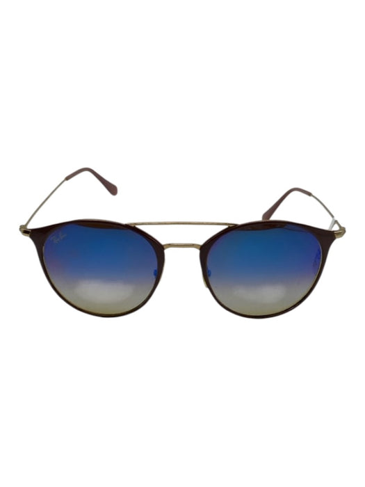 RayBan Mauve & Gold Acetate Blue Tint Round Lens Case Inc. Sunglasses Mauve & Gold