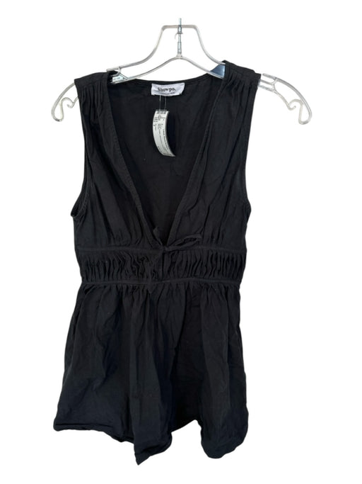 Showpo Size 4 Black Cotton Sleeveless Front bow Dress Black / 4