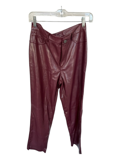 Joie Size 8 Maroon Vegan Leather High Rise Straight Leg Pants Maroon / 8