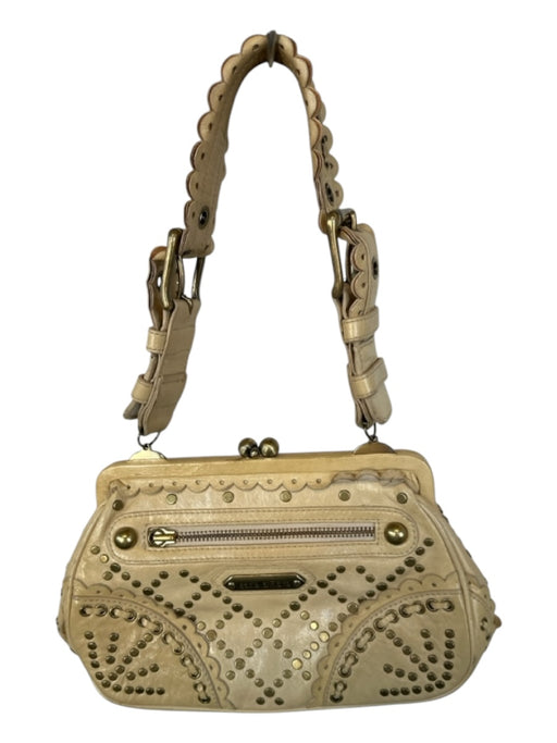 Isabella Fiore Tan Leather Studded Hinge Top Handle Bag Tan / S