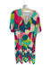 Adrienne Size L Multi Polyester Short Sleeve Abstract V Neck Maxi Dress Multi / L