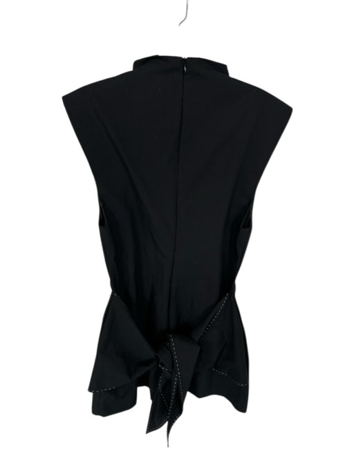 Zara Size L Black Cotton Sleeveless Mock Neck Front Tie Back Zip Dress Black / L