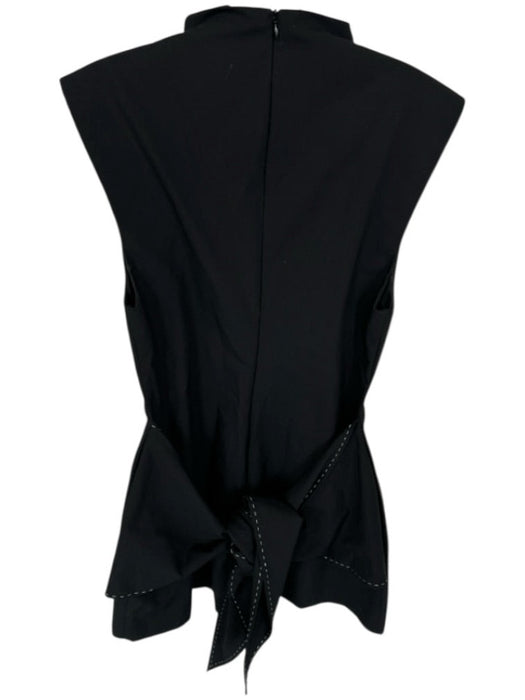 Zara Size L Black Cotton Sleeveless Mock Neck Front Tie Back Zip Dress Black / L