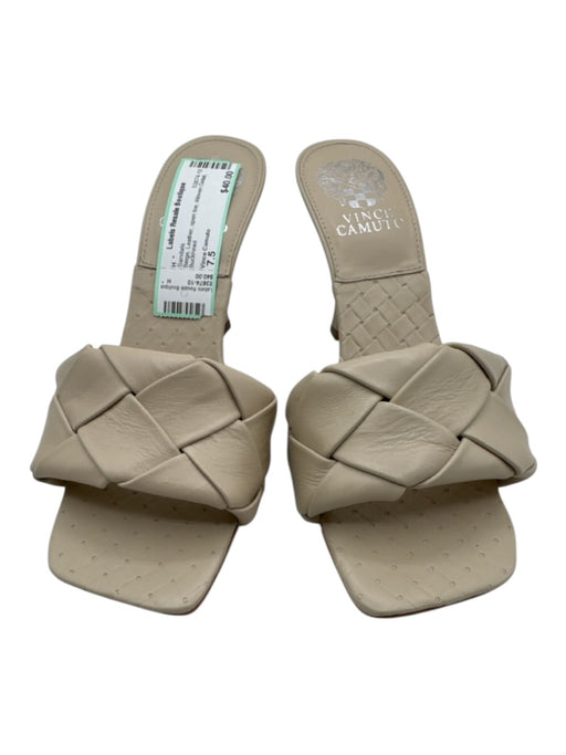 Vince Camuto Shoe Size 7.5 Beige Leather open toe Woven Detail Sandals Beige / 7.5