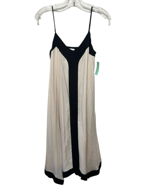 Evereve Size XS Cream & Black Poly Blend V Neck Adjustable Strap Pockets Dress Cream & Black / XS