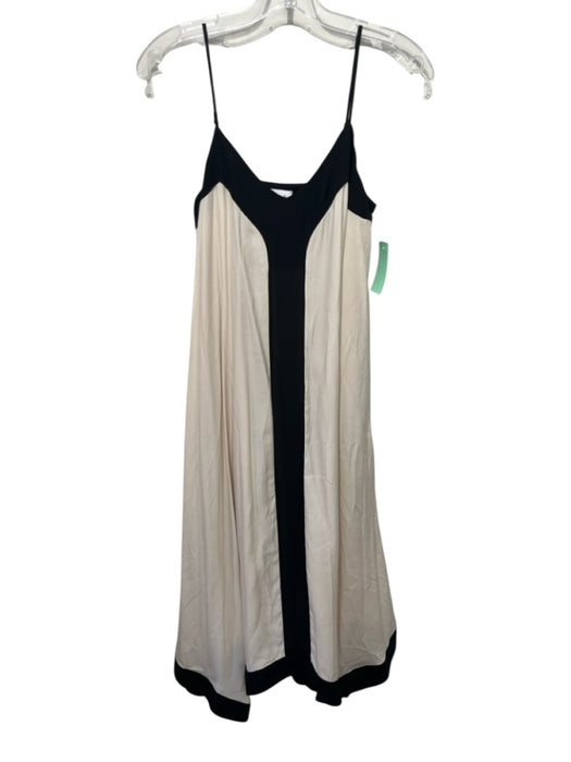 Evereve Size XS Cream & Black Poly Blend V Neck Adjustable Strap Pockets Dress Cream & Black / XS