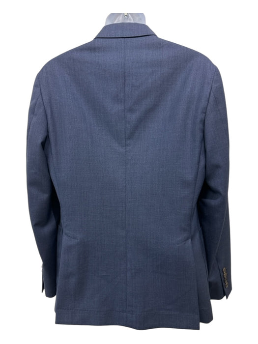 Brunello Cucinelli Like New Blue Wool Solid Peak Lapel Patch Pocket Men's Blazer 48
